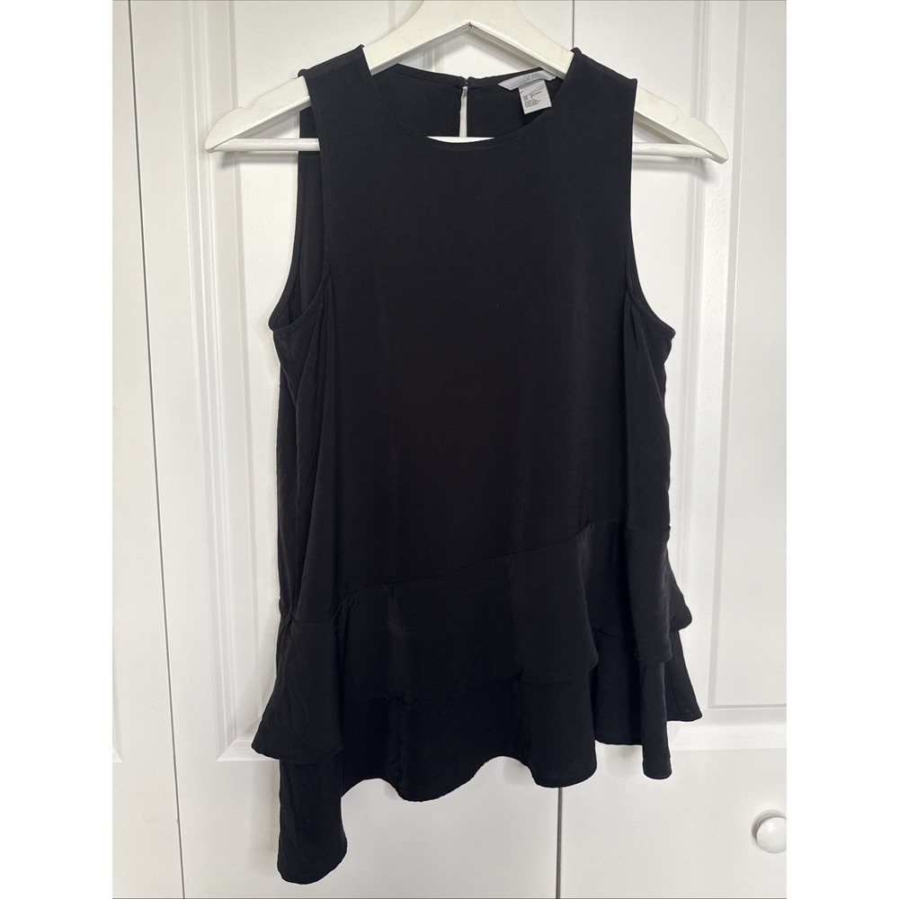 H&M Asymmetrical Peplum Top Career Business Flowy Ruffles Lightweight Sz 36/ US4